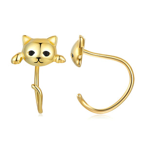 Sterling Silver Cat Earrings And Ring