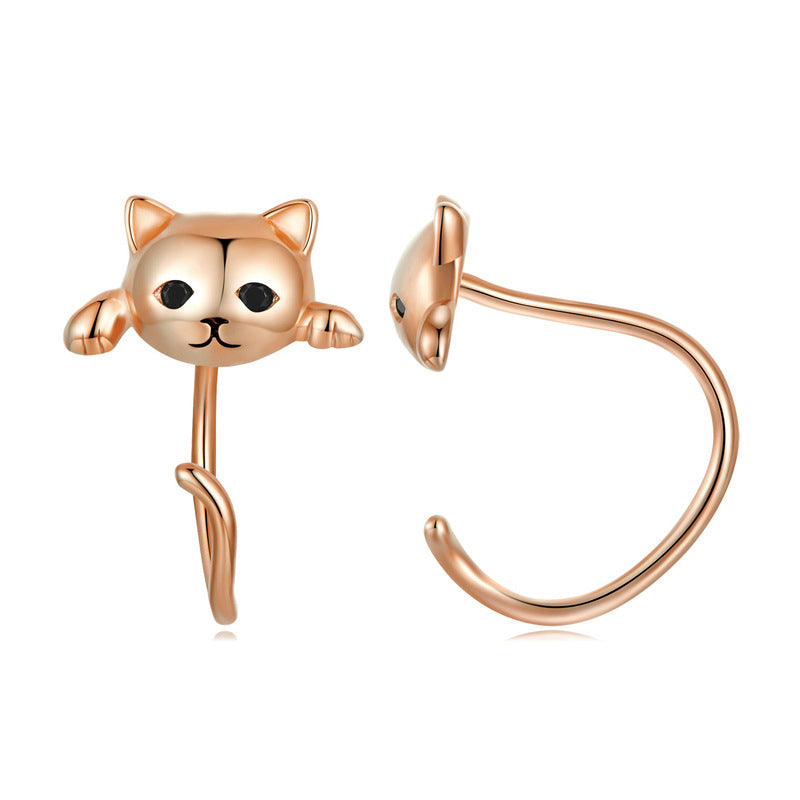 Sterling Silver Cat Earrings And Ring