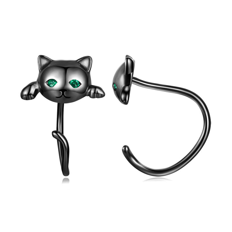 Sterling Silver Cat Earrings And Ring