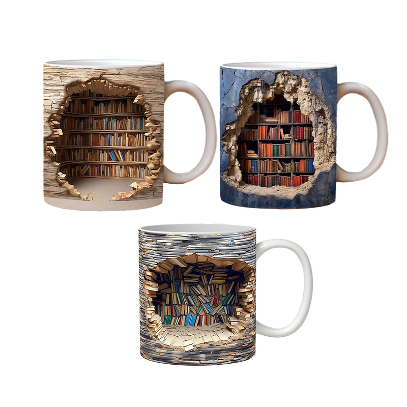 3D Bookshelves Hole In A Wall Mug