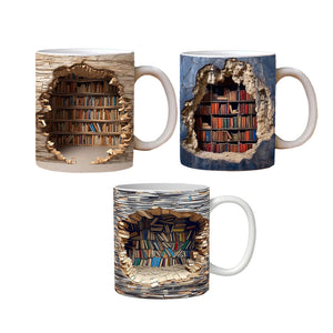 3D Bookshelves Hole In A Wall Mug
