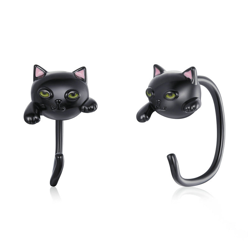 Sterling Silver Cat Earrings And Ring