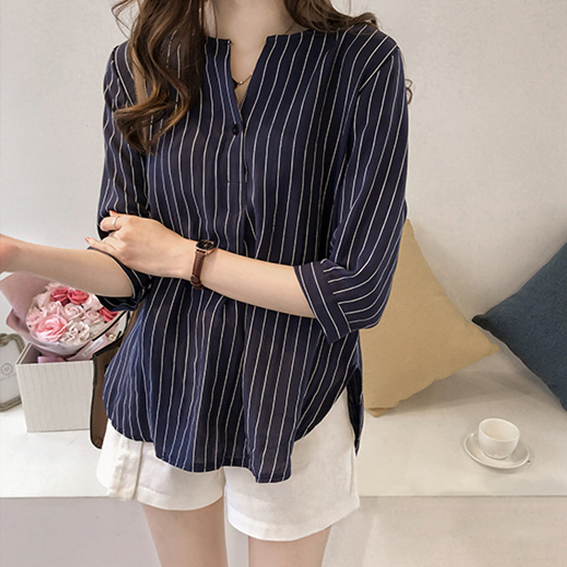 Cotton Linen Striped Shirts