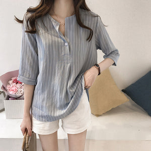 Cotton Linen Striped Shirts
