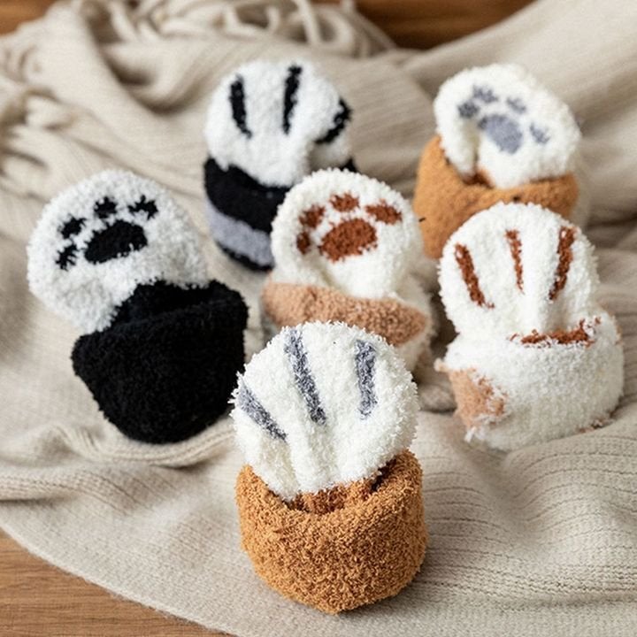 Fluffy Fuzzy Cat Claw Socks