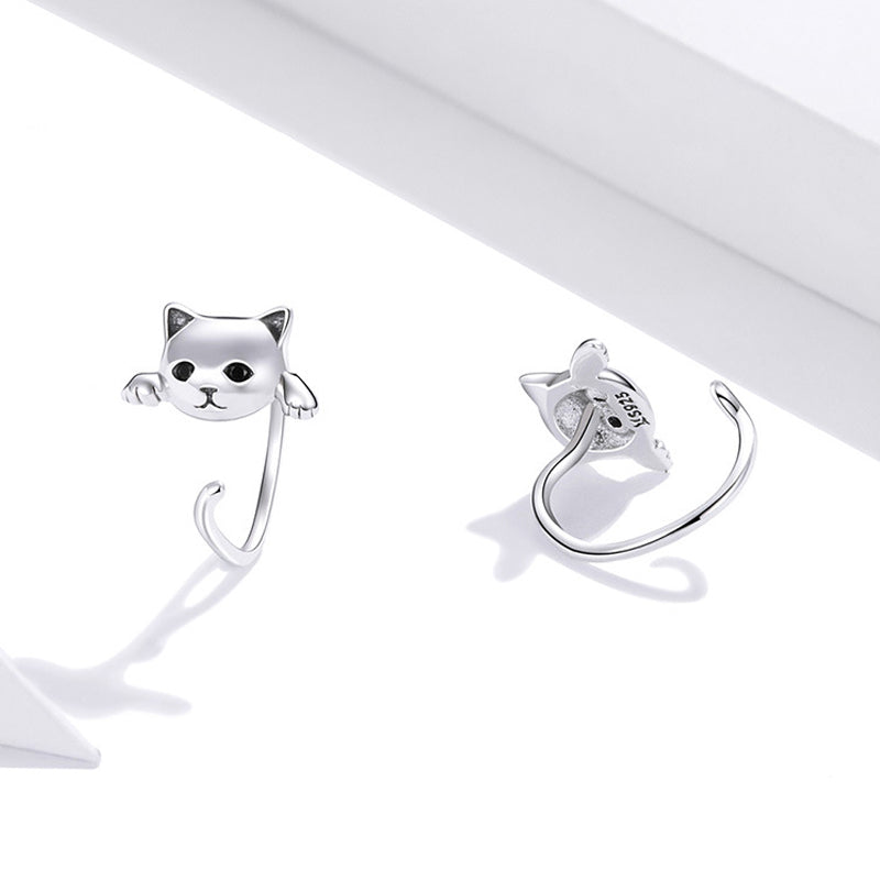 Sterling Silver Cat Earrings And Ring
