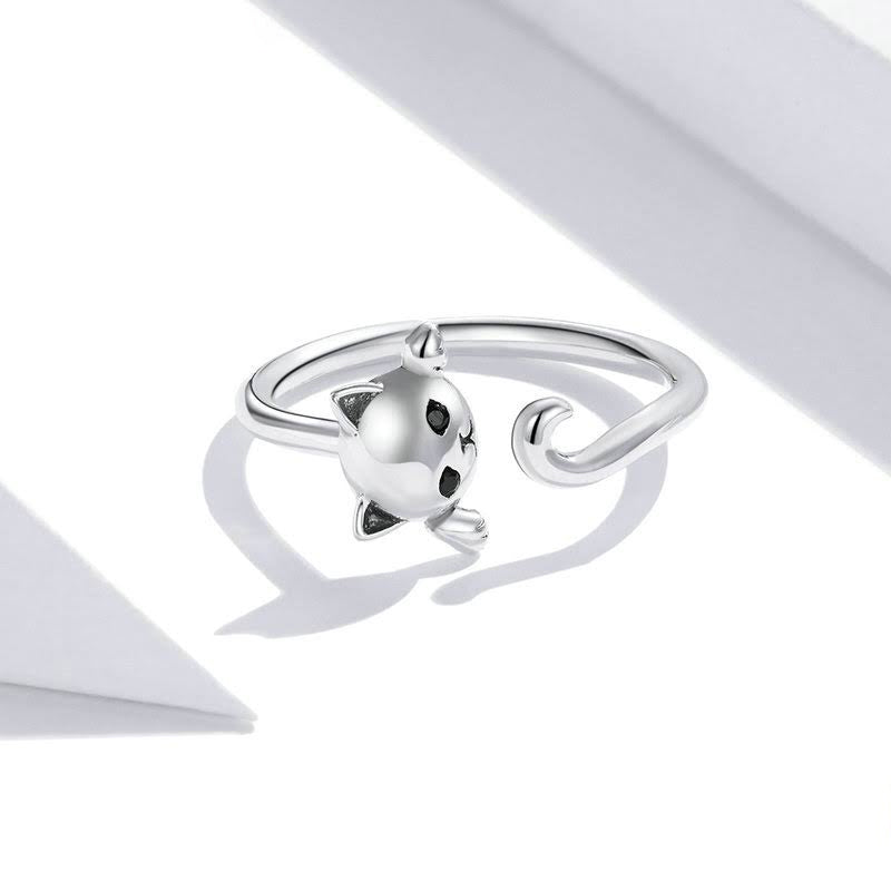 Sterling Silver Cat Earrings And Ring