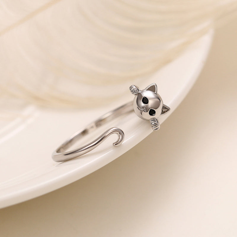 Sterling Silver Cat Earrings And Ring
