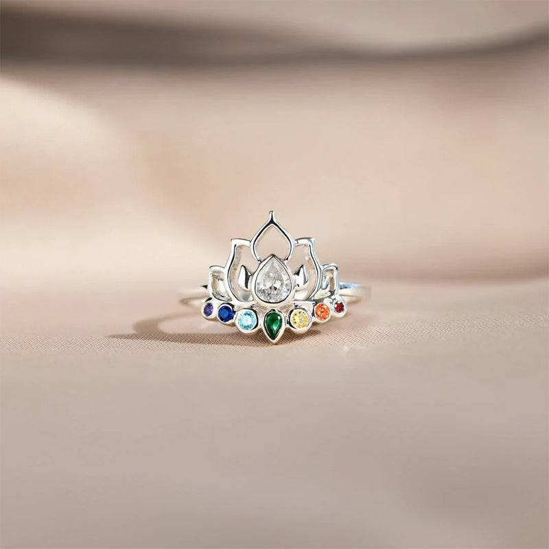 Healing Anxiety Colorful Lotus Ring