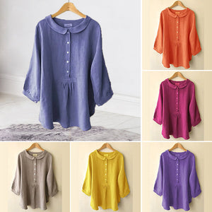 Women's Seven-Sleeve Cotton Linen Shirt