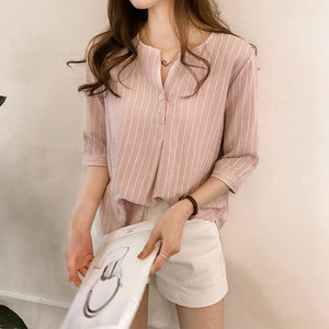 Cotton Linen Striped Shirts