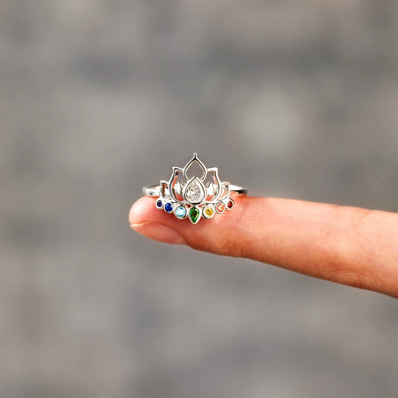 Healing Anxiety Colorful Lotus Ring