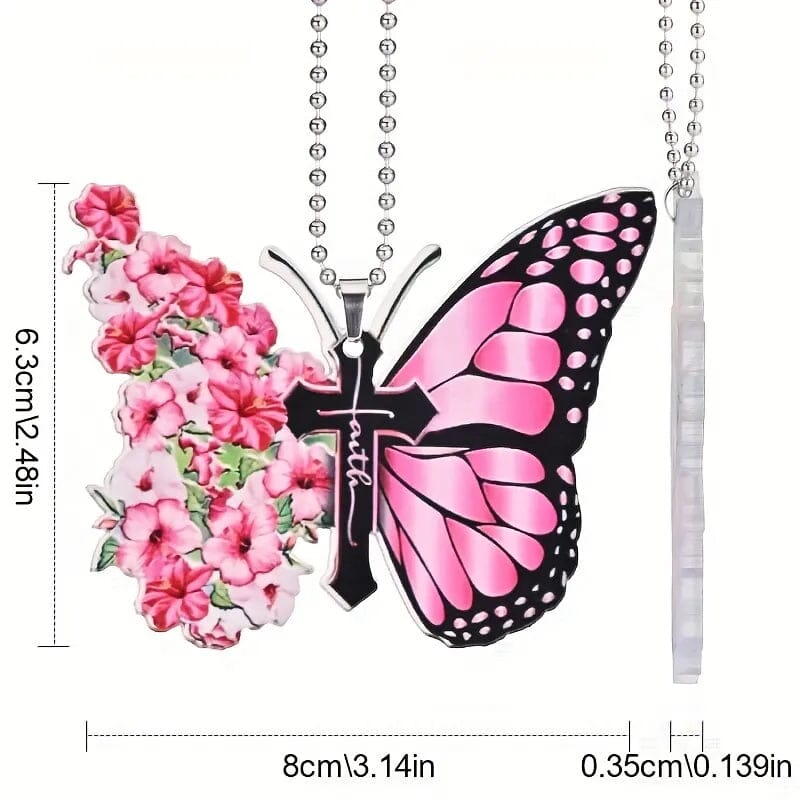 Beautiful Butterfly Cross Christian Car Rearview Mirror Accessory