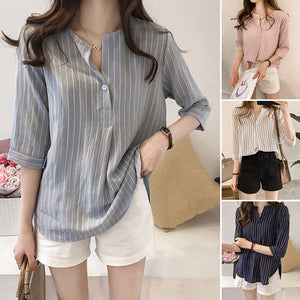 Cotton Linen Striped Shirts
